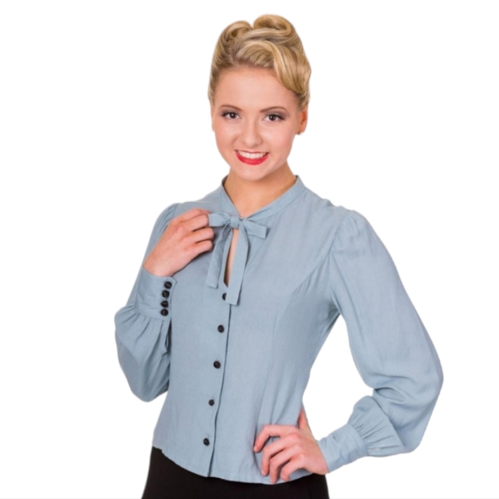 Banned Apparel Long Sleeve Pin Up Top Blouse